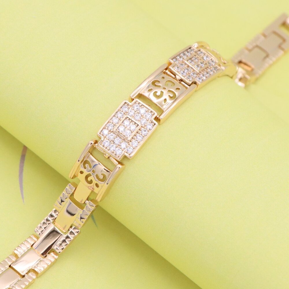 "Rose Gold Plated Designer Bracelet with Intricate Square Accents, XPBL0947